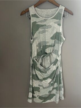 Aerie Green Gray Camo Tie Front Sleeveless Dress Medium